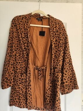 Dear John Rust Leopard Print Kimono Jacket XS BNWT